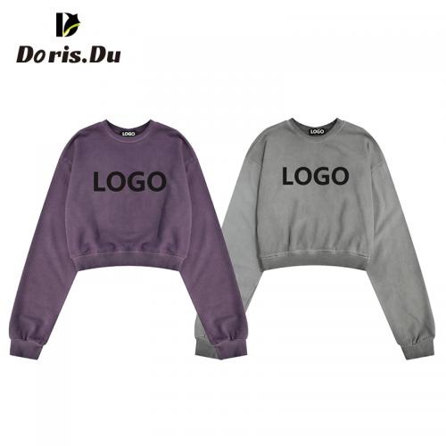 High Quality Washed Women Cropped Sweatshirt