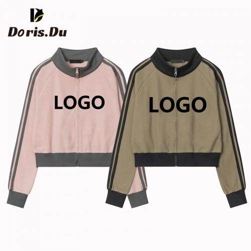 Women Zipper Up Custom Logo Print Sweatshirt