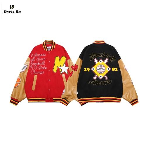 Embroidered Baseball Letterman Loose Collar Jacket For Men