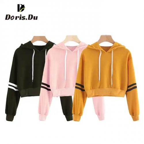 Hooded Cropped Pullover Women's Crop Top Hoodies