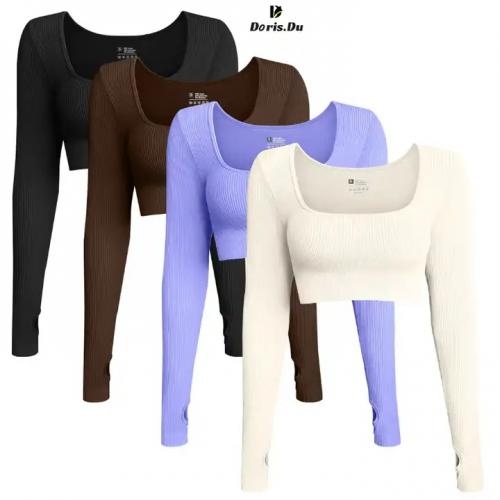 New Gym Wear Long Sleeve Premium Tops Warm Sport Yoga Fitness Cropped Tops