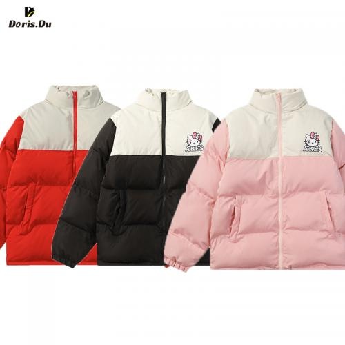 Fashion Fire Pattern Color Match Padded Unisex  Coat