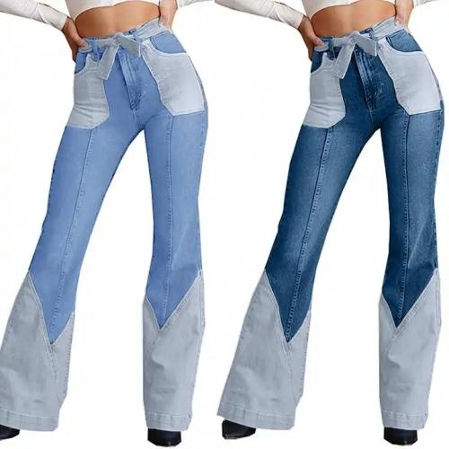 Women Vintage Flared Pants Patchwork Plus Size Women's Jeans