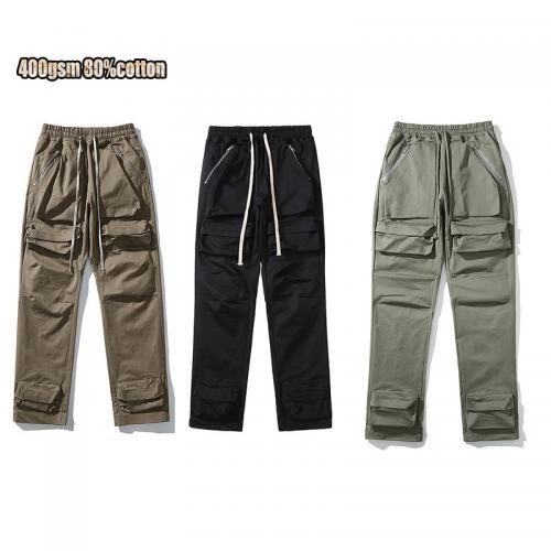 400gsm 80%cotton outdoor plaid custom tracksuit work clothes blank baggy pants for men
        