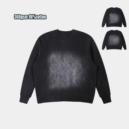 360Gsm custom 96%cotton Gradient Snowflake Black Cotton plus size men's hoodies sweatshirts
        